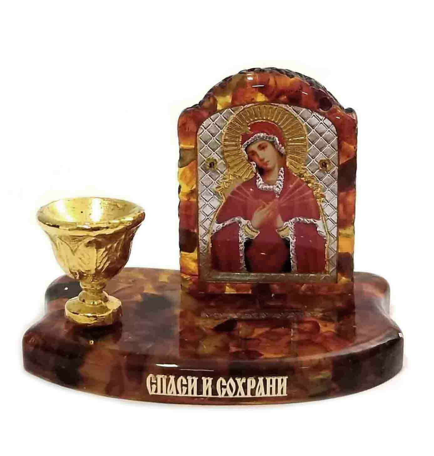 ПОДСВЕЧНИК МАЛЕНЬКИЙ БОГОРОДИЦА СЕМИСТРЕЛЬНАЯ с тиснением&nbsp;&nbsp;